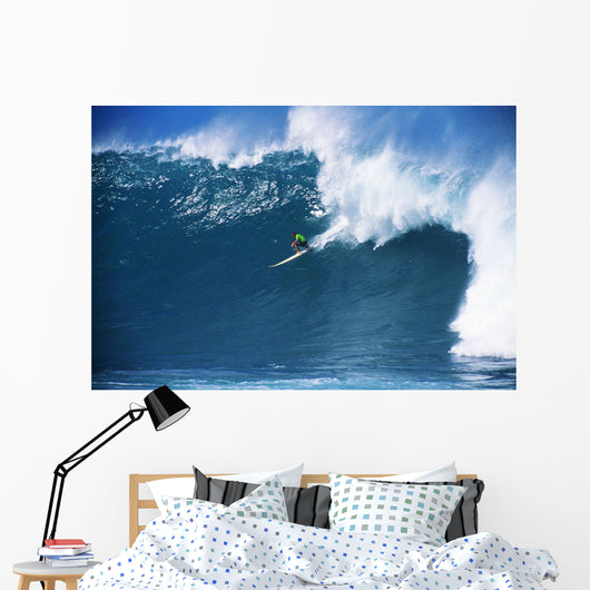 Hawaii, Oahu, North Shore, Waimea, Noah Johnson Riding Wave Wall Mural