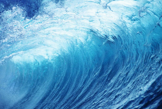 Inside Glassy, Blue Wave Curling Over, Closeup Wall Mural