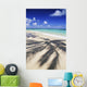 Beach Scene With Palm Shadow On Shoreline Sand, Tropical Wall Mural