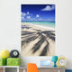 Beach Scene With Palm Shadow On Shoreline Sand, Tropical Wall Mural