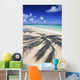Beach Scene With Palm Shadow On Shoreline Sand, Tropical Wall Mural