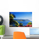 Ocean And Coastline Framed With Flowers And Palms Wall Mural