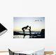 Mother And Daughter Silhouetted In Tidepool At Sunset Wall Mural