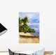 French Polynesia, Tahiti, White Sand Beach With Palm Trees And Canoe Wall Mural