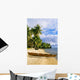 French Polynesia, Tahiti, White Sand Beach With Palm Trees And Canoe Wall Mural