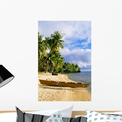 French Polynesia Tahiti White Wall Mural shown on a wall