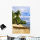 French Polynesia, Tahiti, White Sand Beach With Palm Trees And Canoe Wall Mural