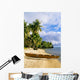 French Polynesia, Tahiti, White Sand Beach With Palm Trees And Canoe Wall Mural