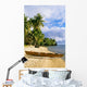 French Polynesia, Tahiti, White Sand Beach With Palm Trees And Canoe Wall Mural
