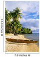 French Polynesia, Tahiti, White Sand Beach With Palm Trees And Canoe Wall Mural