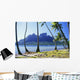 French Polynesia, Tahiti, Bora Bora Coast With Palm Trees Wall Mural