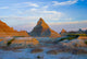 A Red Sunrise Illuminates The Hills In Badlands National Park Wall Mural