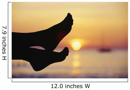 Silhouette Of Feet In Front Of A Sunset Over The Ocean Wall Mural