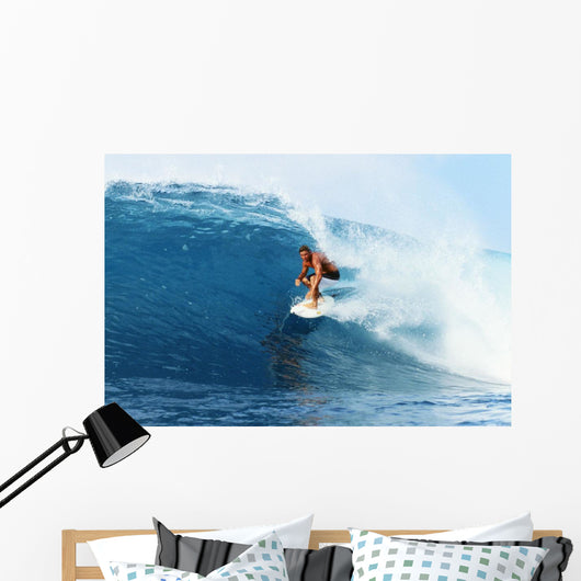 Hawaii, Oahu, North Shore, Backdoor Pipe, Pancho Sullivan Riding Wave Wall Mural
