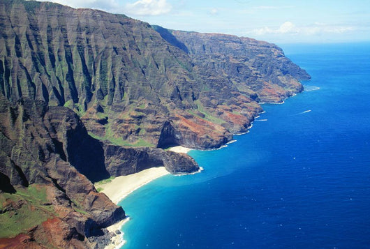 Hawaii, Kauai, Napali Coast Aerial Along Rugged Cliffs Wall Mural