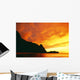 Bright Orange Sky And Calm Ocean Wall Mural