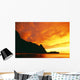 Bright Orange Sky And Calm Ocean Wall Mural