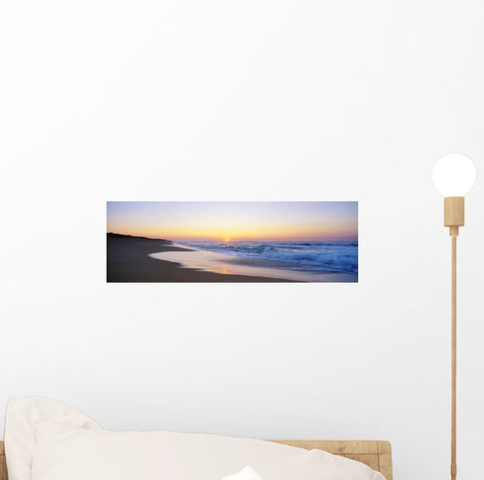 Hawaii, Kauai, Polihale Beach At Sunset, Yellow And Pink Sky Wall Mural