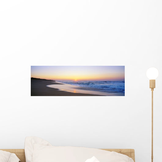 Hawaii, Kauai, Polihale Beach At Sunset, Yellow And Pink Sky Wall Mural