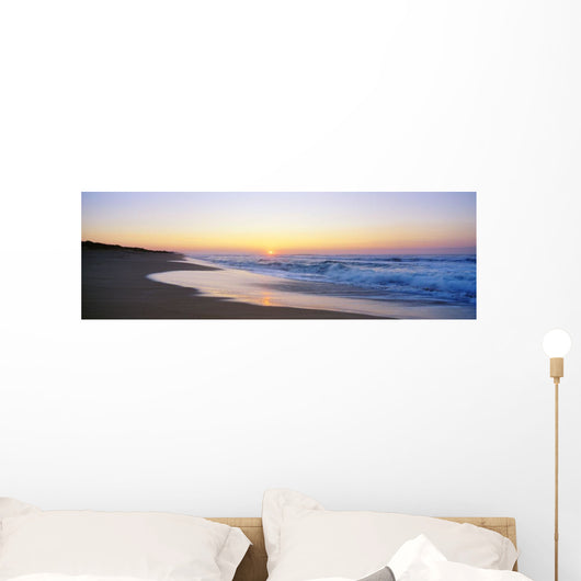 Hawaii, Kauai, Polihale Beach At Sunset, Yellow And Pink Sky Wall Mural
