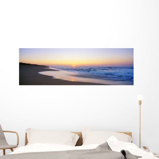 Hawaii, Kauai, Polihale Beach At Sunset, Yellow And Pink Sky Wall Mural