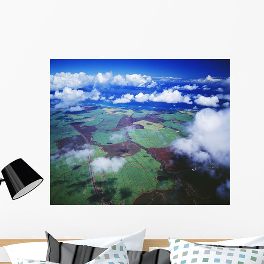 Hawaii, Maui, Aerial View Of Sugarcane Fields In Central Maui Wall Mural