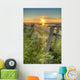 Sunset Over Water And A Fence Along The Shoreline Wall Mural