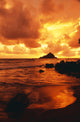 Hawaii, Maui, Hana, Gorgeous Orange And Yellow Sunrise Over The Ocean Wall Mural