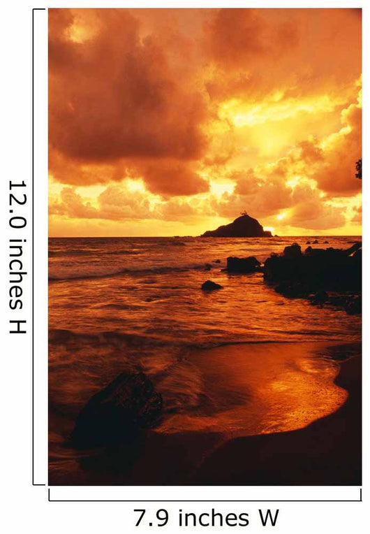 Hawaii, Maui, Hana, Gorgeous Orange And Yellow Sunrise Over The Ocean Wall Mural