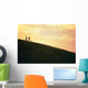 Hawaii, Couple Running Along A Hill At Sunset Wall Mural