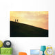 Hawaii, Couple Running Along A Hill At Sunset Wall Mural