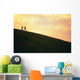 Hawaii, Couple Running Along A Hill At Sunset Wall Mural