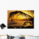 Hawaii, Kauai, Poipu, Tropical Sunset With Palm Fronds Wall Mural