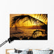 Hawaii, Kauai, Poipu, Tropical Sunset With Palm Fronds Wall Mural