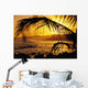 Hawaii, Kauai, Poipu, Tropical Sunset With Palm Fronds Wall Mural