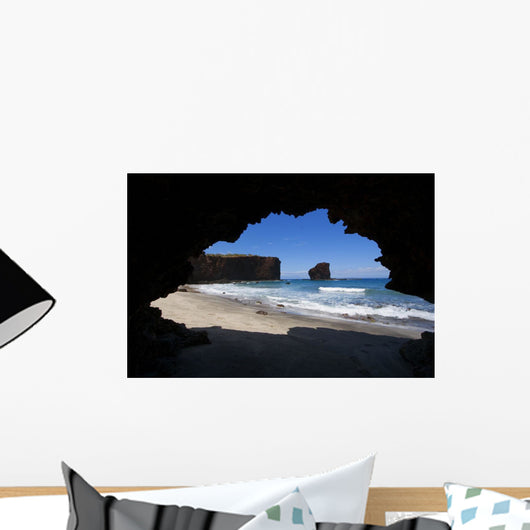 Hawaii, Lanai, Pu'u Pehe, Sweetheart Rock Seen From Sea Cave Wall Mural