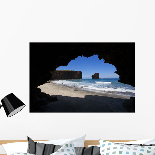Hawaii, Lanai, Pu'u Pehe, Sweetheart Rock Seen From Sea Cave Wall Mural