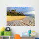 Fiji, Waves Washing Onto Tropical Beach, Palm Trees, Cloudy Sky Wall Mural