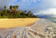 Fiji, Waves Washing Onto Tropical Beach, Palm Trees, Cloudy Sky Wall Mural