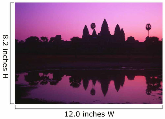 Cambodia, Angkor Wat, Silhouette Of Temple At Sunrise Wall Mural