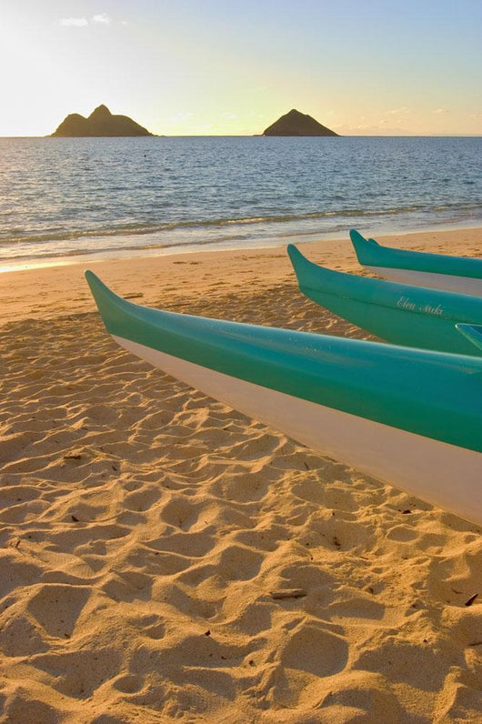 Hawaii, Oahu, Outrigger Canoes On Lanikai Beach At Sunrise Wall Mural