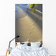 Footprints In Sand At Water's Edge, Soft Warm Golden Light Wall Mural