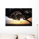 Tree Swing Silhouetted Against Beach And Calm Ocean At Sunrise Wall Mural