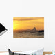 Pier And Mountains At Sunset Golden Orange Sky Wall Mural