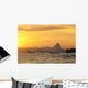 Pier And Mountains At Sunset Golden Orange Sky Wall Mural