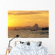Pier And Mountains At Sunset Golden Orange Sky Wall Mural