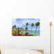 Palm Trees And Bougainvillea Foreground Wall Mural