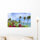 Palm Trees And Bougainvillea Foreground Wall Mural