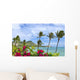 Palm Trees And Bougainvillea Foreground Wall Mural