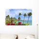 Palm Trees And Bougainvillea Foreground Wall Mural